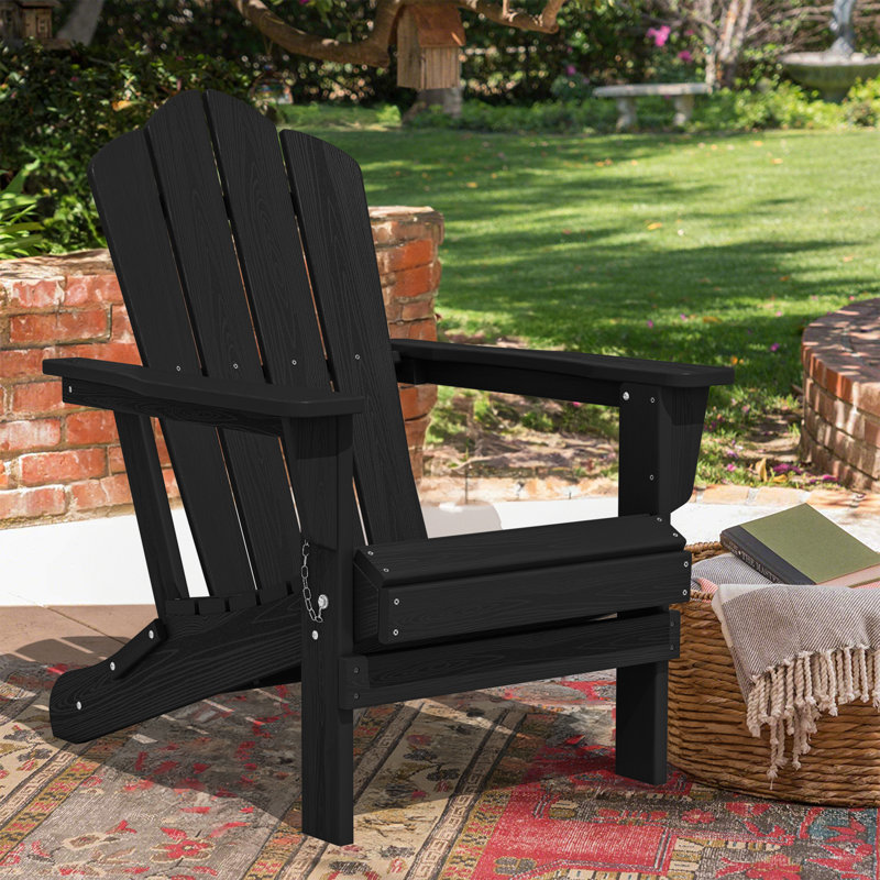 HDPE Foldable Steel Adirondack Chair, Black