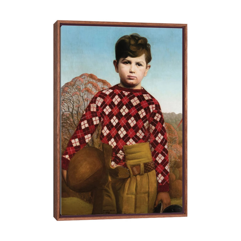 Plaid Sewater by Grant Wood - 1 Piece Wall Art on Canvas, 101.6 cm H x 66.04 cm W x 4.445 cm D, Classic Wood