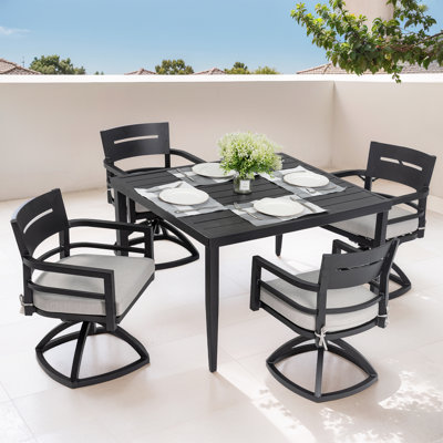 Durable Aluminum Outdoor Rocking Swivel Chair And Table Set With Sunbrella Cushions