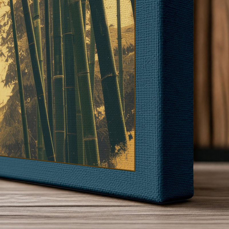 Bamboo Grove Light Japandi 1 Piece Wrapped Canvas Wall Art, 18x12 - 45.7 x 30.5 cm, Teal Border