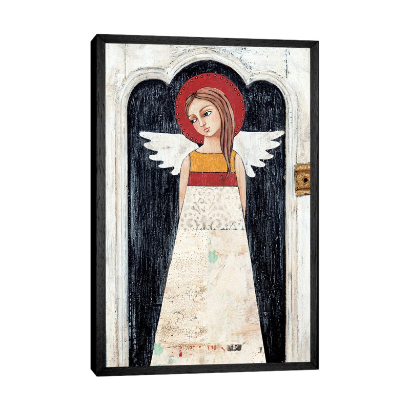 Angel of Tulips 1 Piece Wall Art on Canvas, 66.04cm H x 45.72cm W x 3.81cm D, Black Floater Framed