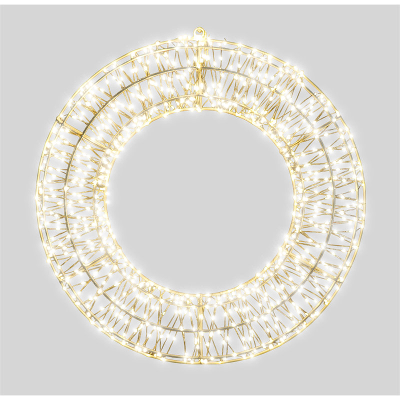 Indoor / Outdoor Led Wreath Lighted Window Décor, 70cm H x 70cm W x 9cm D, Warm White