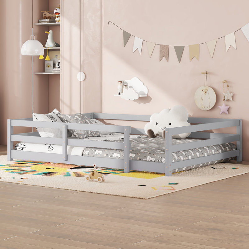 Ensemble de lit sur pied Nubo Montessori avec clôture, bois de pin robuste et assemblage facile