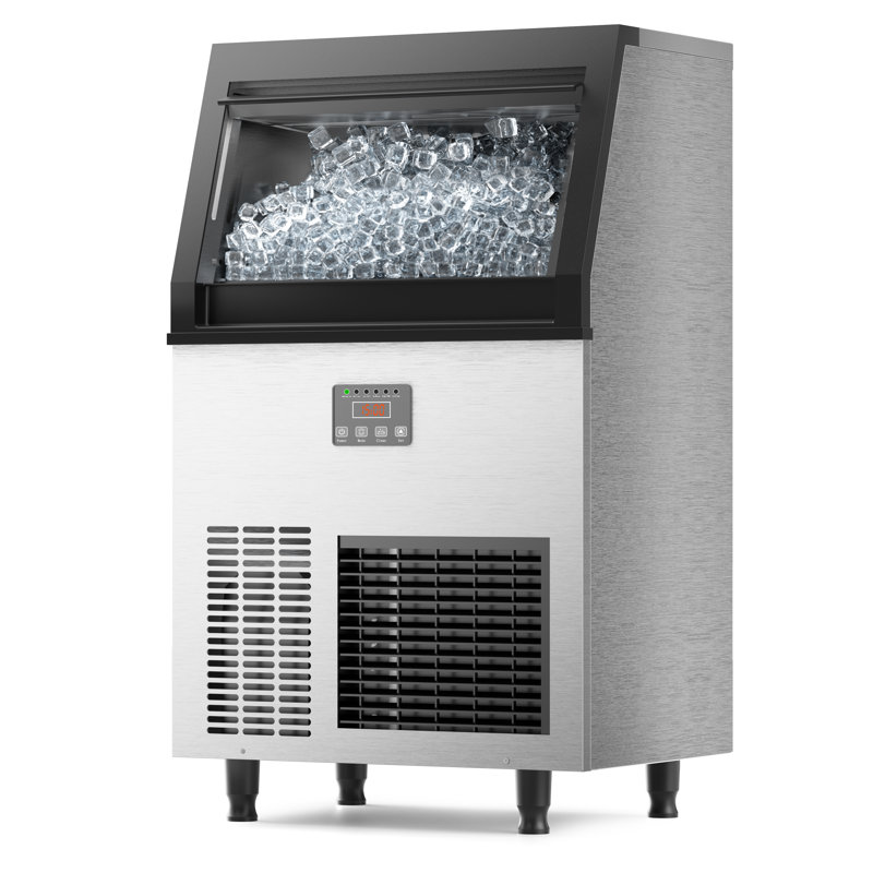 Coolake Commercial Ice Maker Machine 200lbs/24h, Air Cooled Under Counter Ice Maker With 50lbs Ice Storage, Stainless Steel Self Cleaning Freestanding Ice Maker For Home Bar Restaurant Kitchen