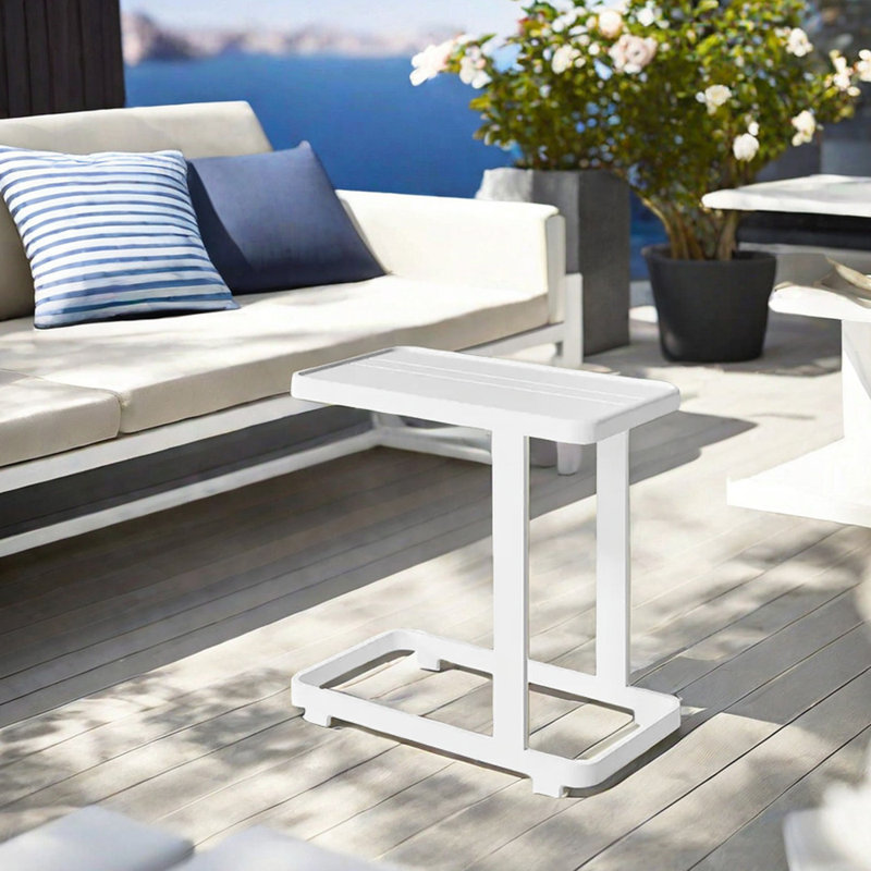 Table d'appoint en fritté pour patio, Gris