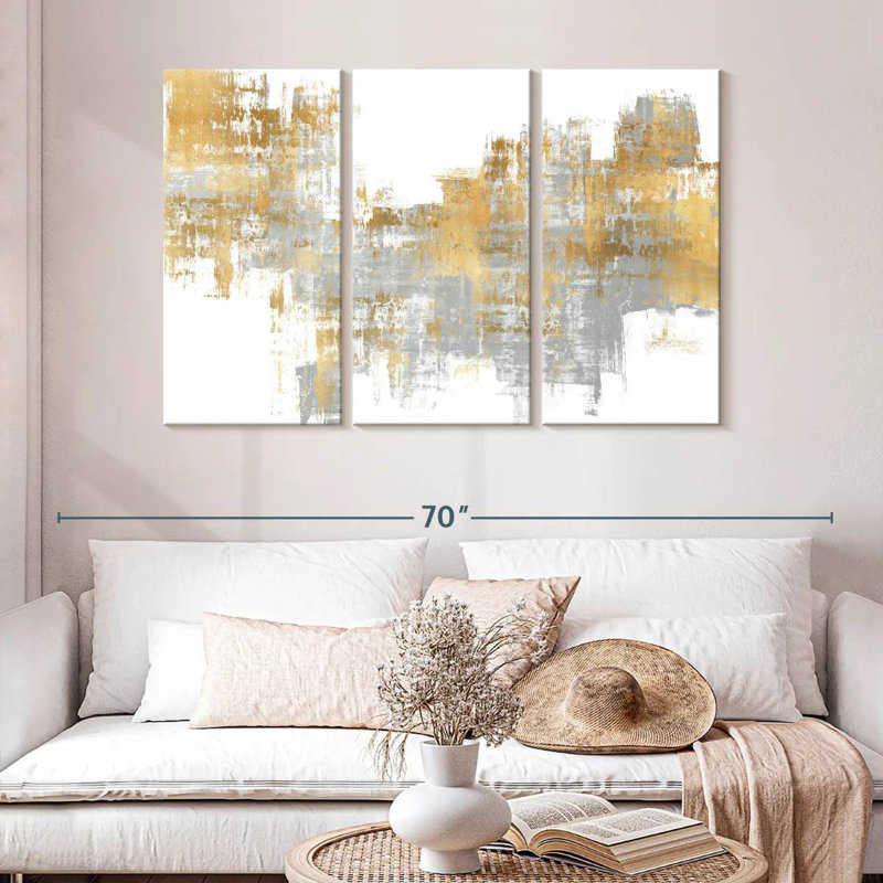 Avery Dynamic Gold On Grey I, 32" H x 50" W