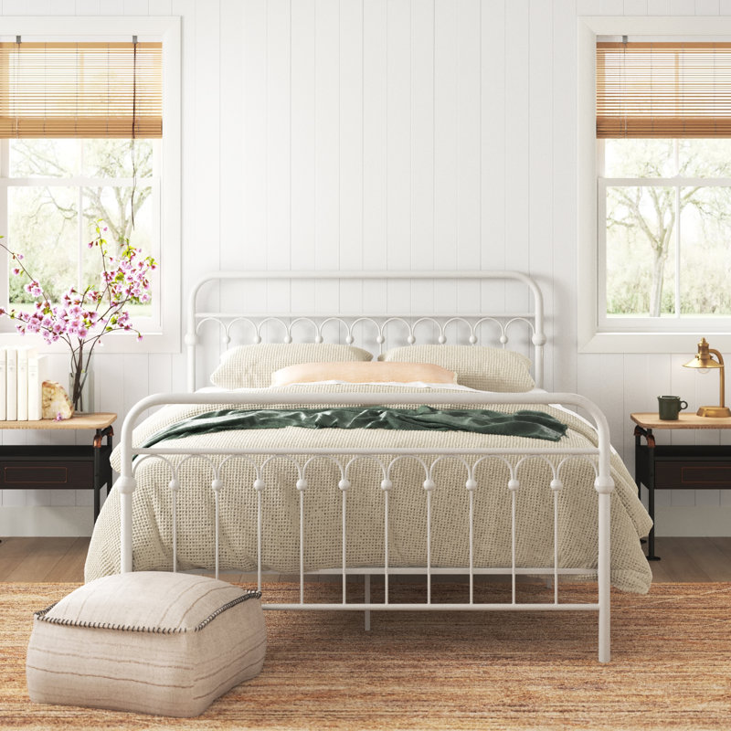 Lit plateforme Eyres, Blanc cassé, Grand