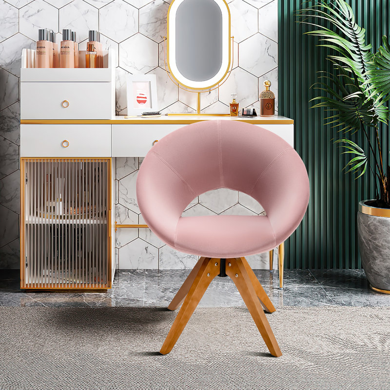 Fauteuil d'appoint Mid-Century, Velours rose
