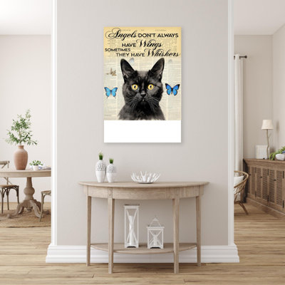 «Black Cat Parfois, ils ont des moustaches», 1 reproduction d'art graphique sur toile tendue