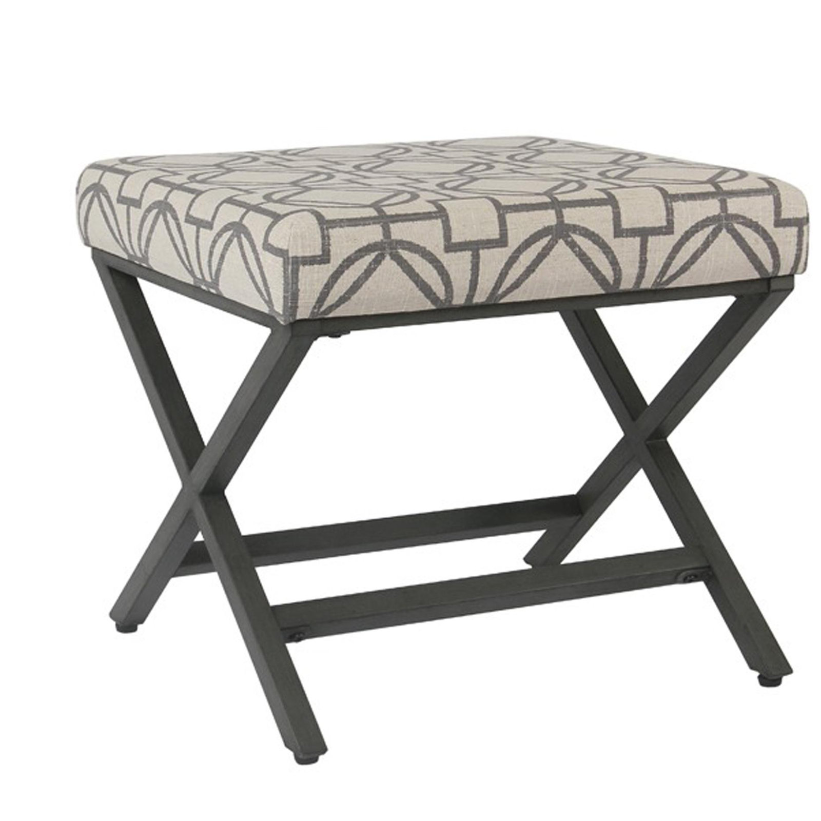 Priscilla Upholstered Ottoman, Beige/Gray