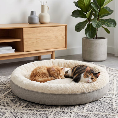 Pawsy Beige Comfort Pillow Cat Bed