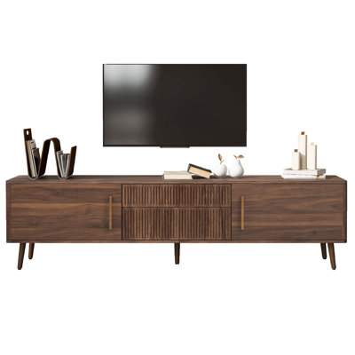 Mid Century TV Stand with 2 Drawers, Media Console Table for TVs up to 80'', Entertainment Center with Storage