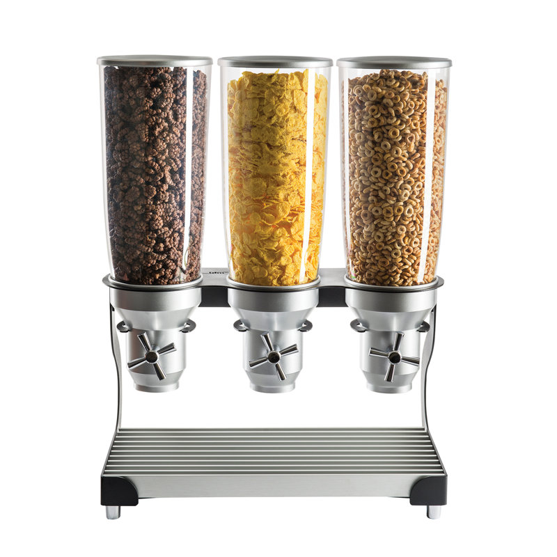 Turn N Serve Black 5 Liter Triple Canister Cereal Dispenser
