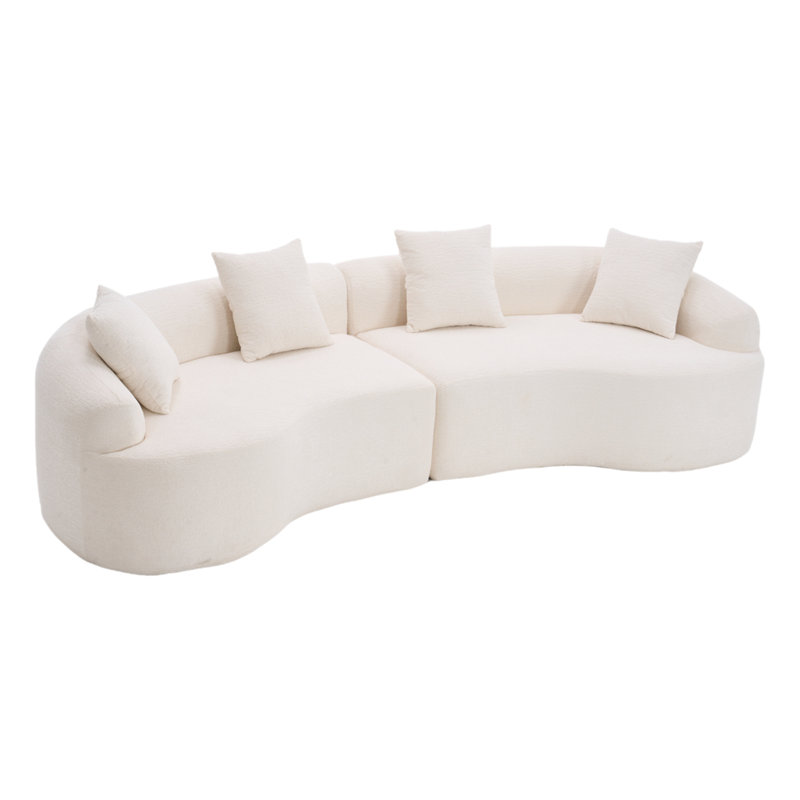 Canapé modulaire courbé en mousse compressée, Blanc