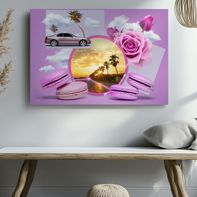 Toile un collage vibrant mettant en vedette diverses nuances de rose, y compris un art mural pastel et des tons vifs créant un art mural sur toile à la fois doux et vivant