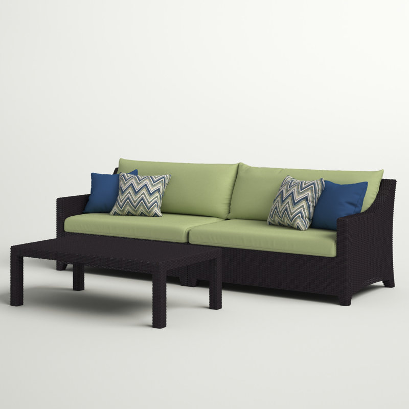 Fionnula 3 - Person Patio Conversation Set with Cushions, Canvas Ginkgo Sunbrella® Canvas