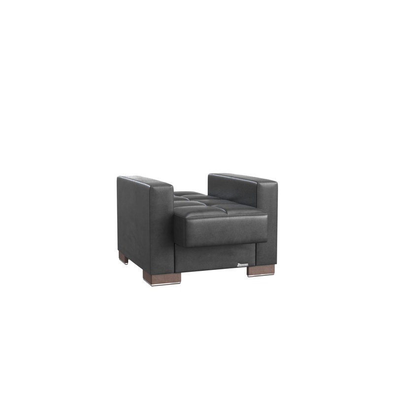 Fauteuil convertible en cuir Vegan, Noir