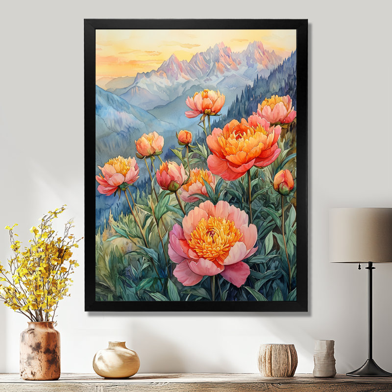 Ketcham - Floral Wall Art Prints, H 40 po x l 30 po, Noir, noir, noir, noir, Reproduction encadrée sans passe-partout