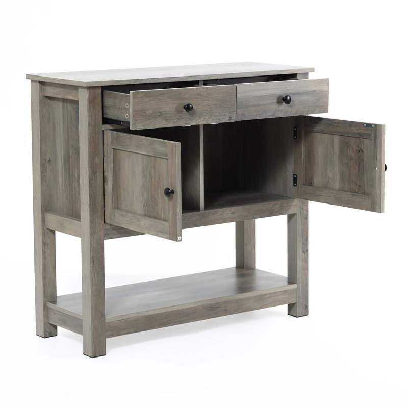 Mazelina Farmhouse 2-Door Cabinet with 2 Drawers Buffet Table for Kitchen