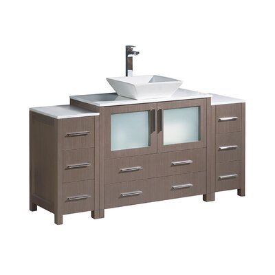 Fresca Torino 60"" Free-Standing Single Vessel Sink Bathroom Vanity Set -  FCB62-123612GO-CWH-V