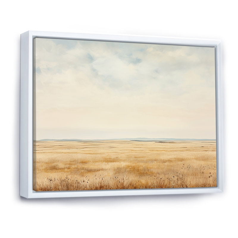 Prayies Endless Meadows Scenery Minimalisme I, Cadre flottant blanc, H 16 po x l 32 po x P 1 po