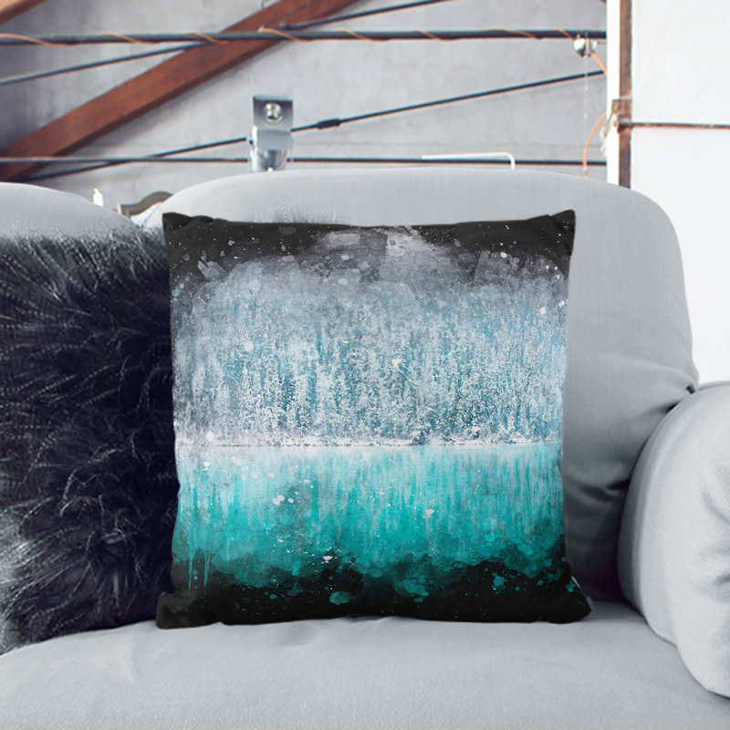 Sketch of Lake Louise Cushion with Filling, White, 55cm H x 55cm W x 20cm D