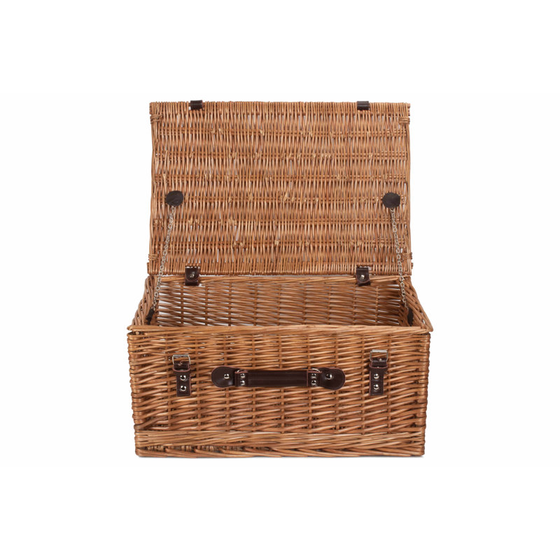 Wicker Empty Hamper Basket, 25cm H x 51cm W x 35cm D, Double Steamed