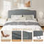 Tête de lit tapissier en lin avec hauteur réglable, dossier ergonomique pour matelas de 6 à 15 po, aucun assemblage requis - très grand, gris foncé-352453185-352453186