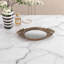 Plateau à miroir ovale 14,5 x 10 po avec poignées à volutes en bronze