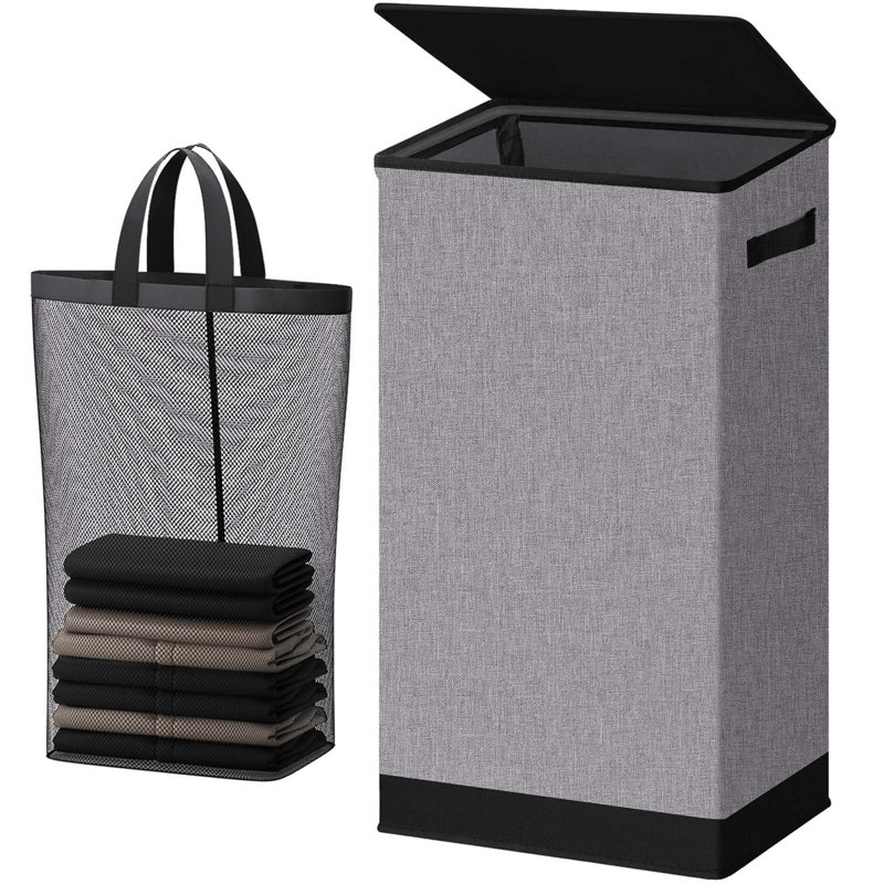 Bhargava Fabric Laundry Hamper with Handles, Grey