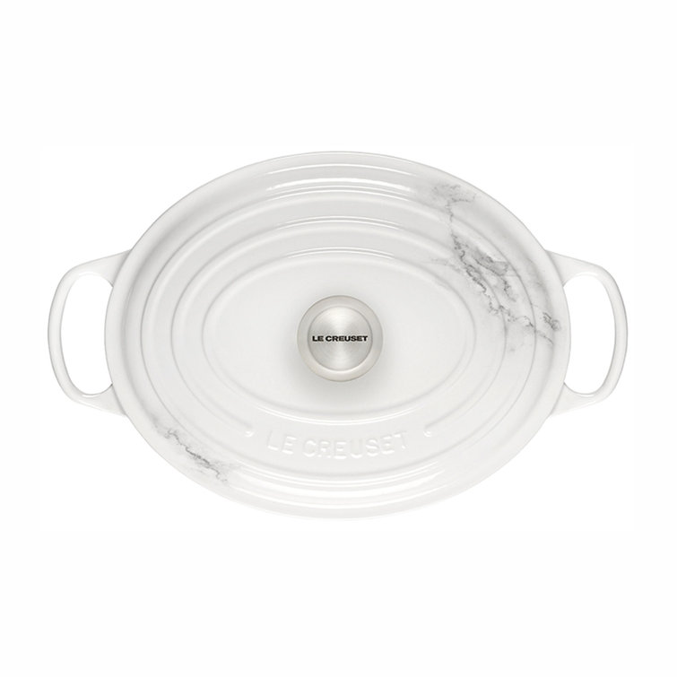 White Marble Signature Oval Dutch Oven 6.75 QT - Creative Kitchen Fargo