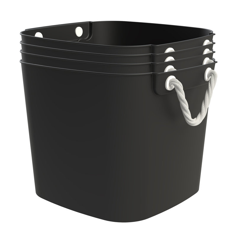  42 Qt Flexi Tub, Versatile Storage Tote, Home Organizer, Black 4 Pack, Black