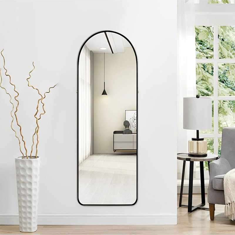 Metal Arch Mirror, 150 cm H x 40 cm W, Black