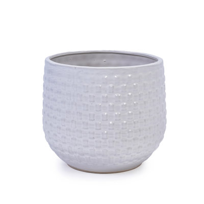 3 pièces de pot de fleurs en céramique blanc mat moderne avec drainage, pour la terrasse, le jardin, les appuis de fenêtre, tout