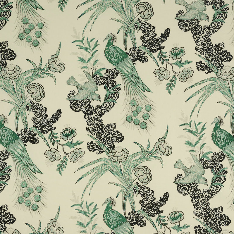 Tissu paon Schumacher x Miles Redd, Émeraude