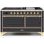 ILVE UM15FDQNS3BKCLP Majestic II 60 inch Dual Fuel Range with 9 Burners, Griddle (Liquid Propane, Solid Door, Glossy Black, Chrome)-1666292252-1666292730