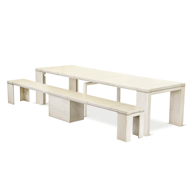 L'ensemble de 2 tables de cuisine comprend 1 table de cuisine rectangulaire et 1 banc, blanc antique., White
