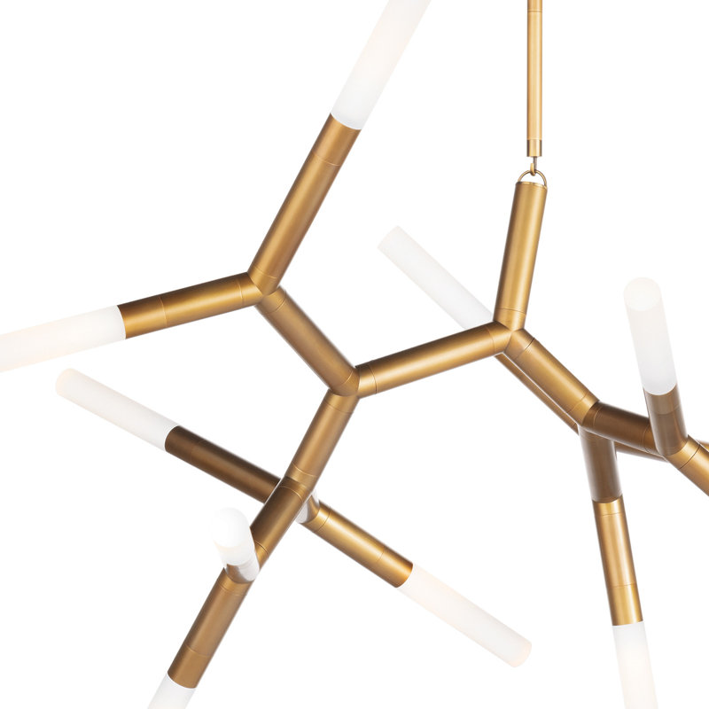 Traveler Chandelier, 44.5"W x 43.5"H, Natural Brass