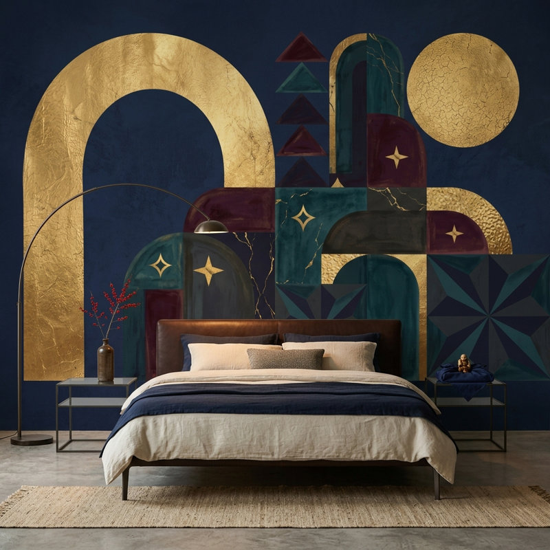 Papier peint arches Art Deco, 120 po x 96 po, Peler et coller