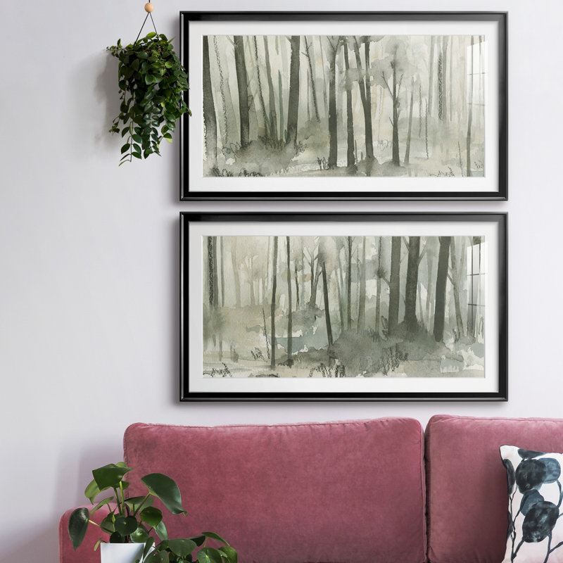 Into The Woods I - reproduction encadrée de qualité supérieure - prête à être accrochée, Noir, H 14,5 po x l 26,5 po x P 1 po