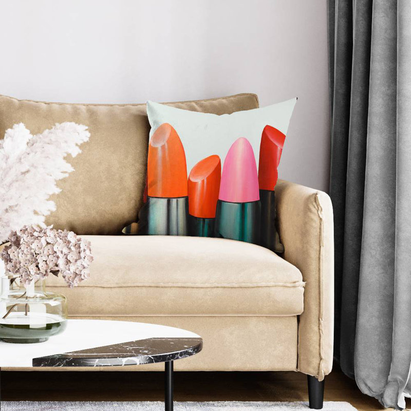 Lipstick collection for woman - 20"x20" Throw pillow - Poly twill - Print on demand, 20" x 20"