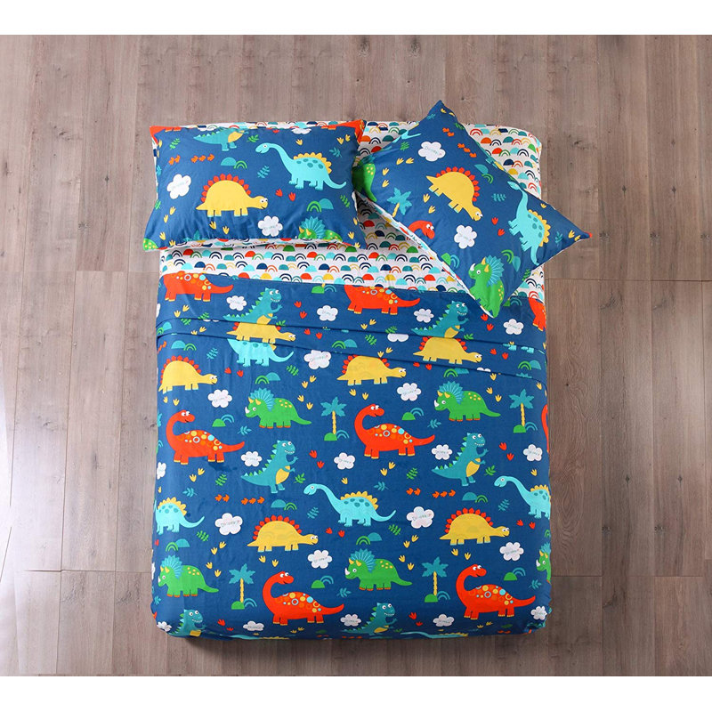 P-ctsheet Dinosaur 100% Cotton Animal Print Sheet Set, Full Sheet Set + Fitted Sheet + 2 Pillowcases