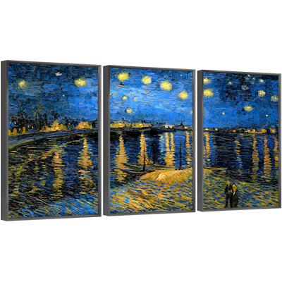 «Van Gogh Wall Art» par Vincent Van Gogh, ensemble de 3 reproductions d'art sur toile encadrées
