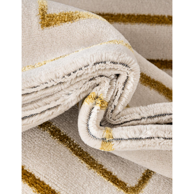 Latitude Run® Mirage Nikica Rug White and Gold, Rectangle 7'10" x 10'