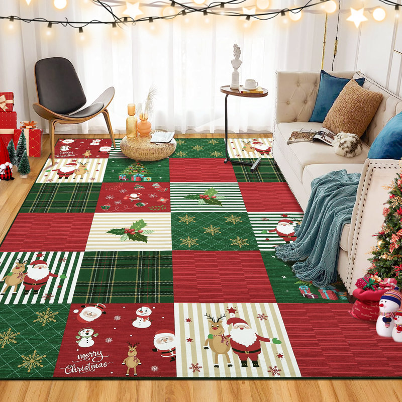 Floral Linen Area Rug, Rectangle 47.24 x 66.93 cm