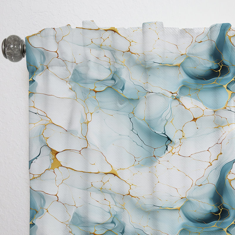 Oriental Elegance Marble Pattern I - Abstract Marble Curtain - Velvet Room Darkening - 1 Panel, 52" W x 84" L