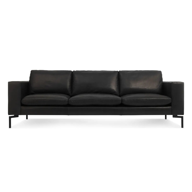 New Standard Upholstered Sofa, Granite Genuine Leather, 32" H x 92" W x 35" D