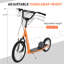 Scooters réglables pour enfants, combinant 16 po, trottinette réglable en acier et tout-petits de 5 ans et plus