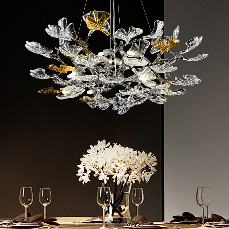 Lustre Ginkgo, 10 lumières, H 15,75 po x l 31,5 po x P 31,5 po