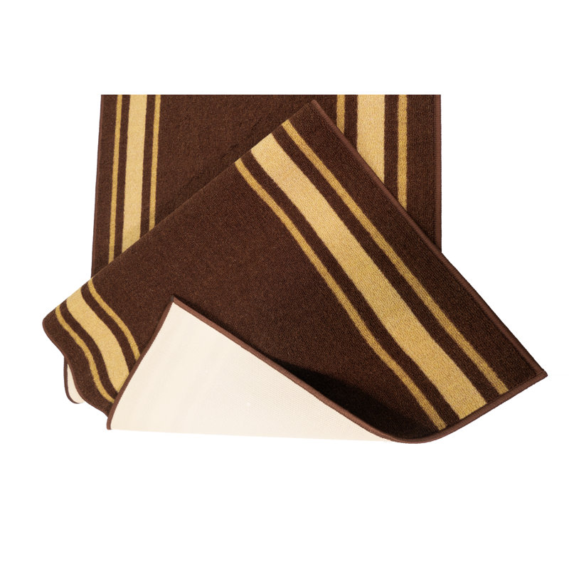 Solid Border Brown Low Pile Slip Resistant Rugs, Runner 2'8" x 32'